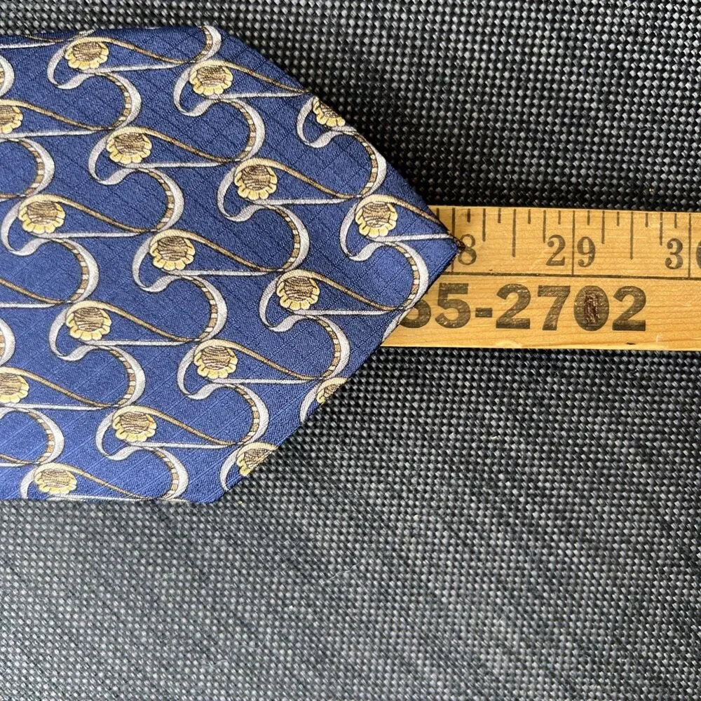 Vintage Valentino Cravatte 100% Silk Neck Tie Made in Italy Blue Gold